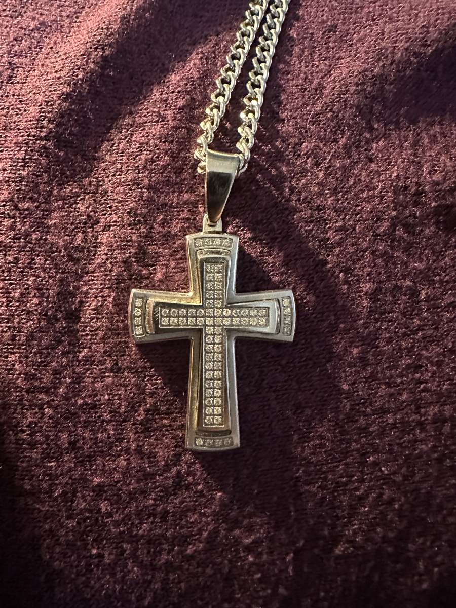 Diamond And silver Mens necklace