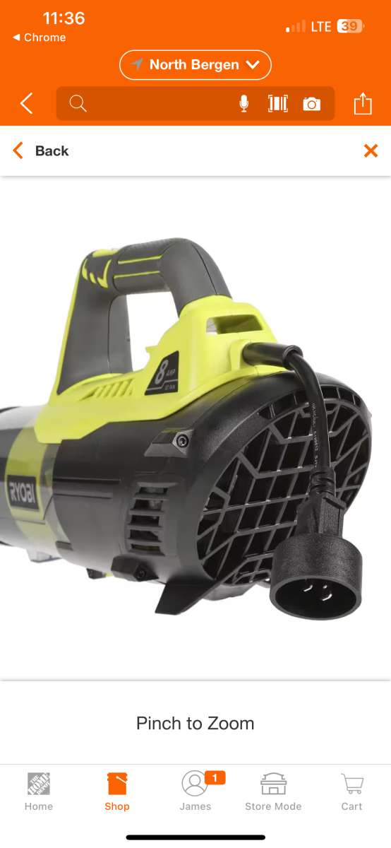 RYOBIa 135 MPH 440 CFM 8 Amp Electric Jet Fan Blower