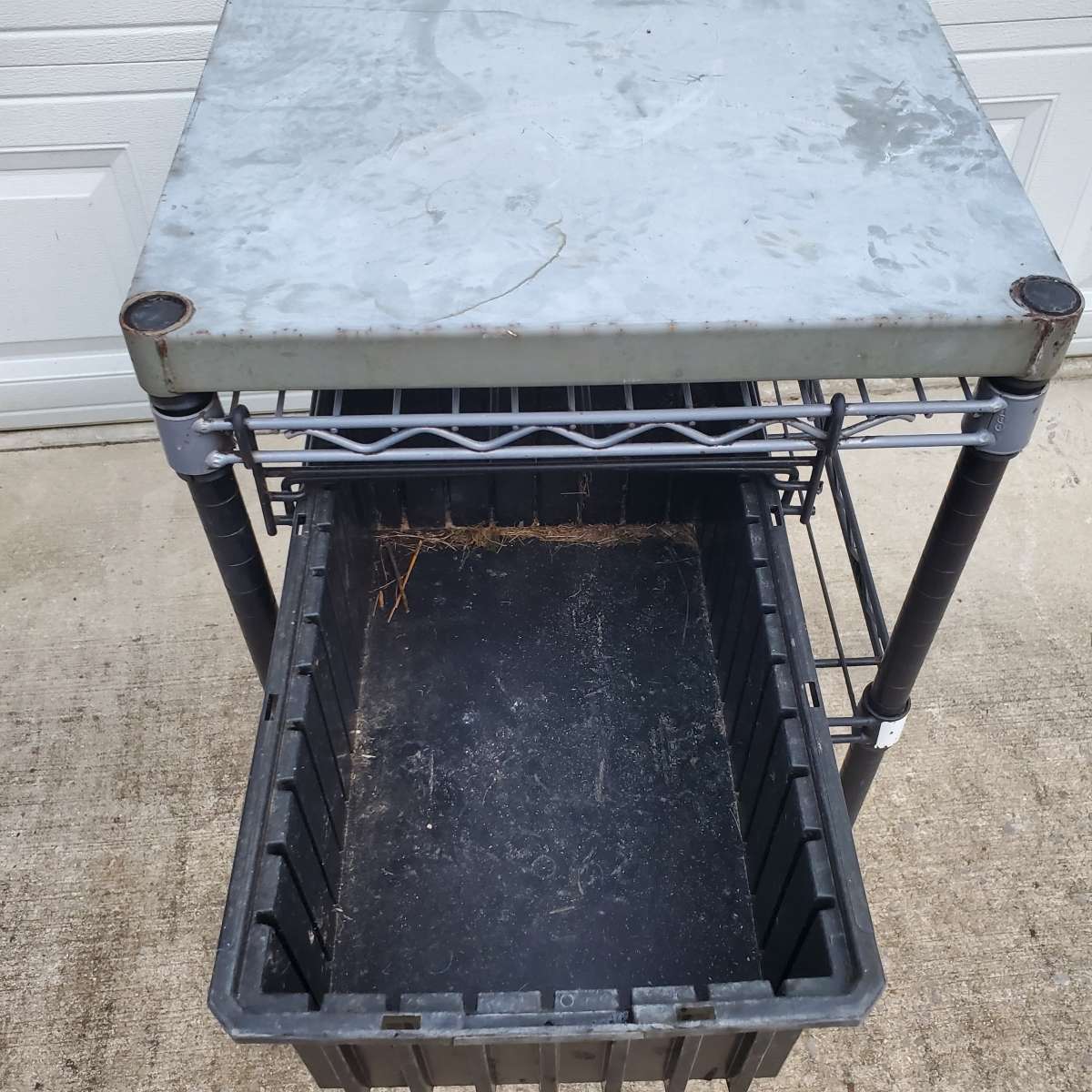 2 Shelf Rack With Stainless Steel Top And Pull Out Basket