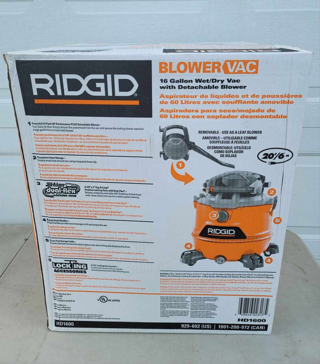 Ridgid 16 Gallon Wet Dry Vac with Detachable Blower