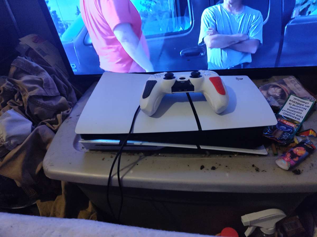 ps5 with cords and controller