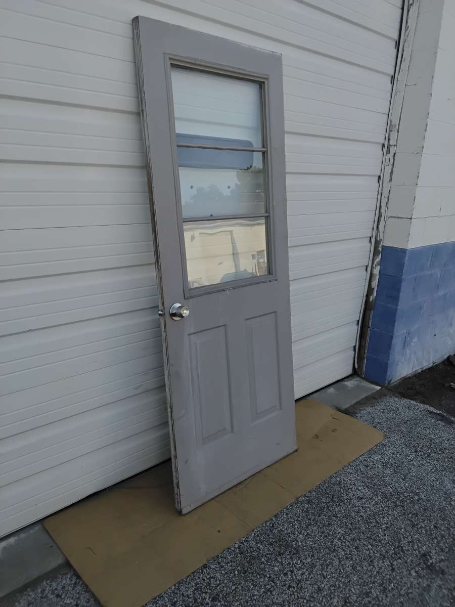 Nice Gray All Steel 3 Light JeldWen Door With HingesDoor Nob