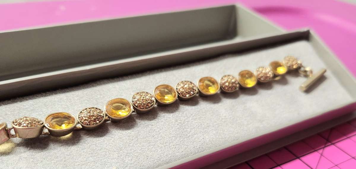 Kenneth Cole New York Gold Tone Amber Pave Stone Bracelet