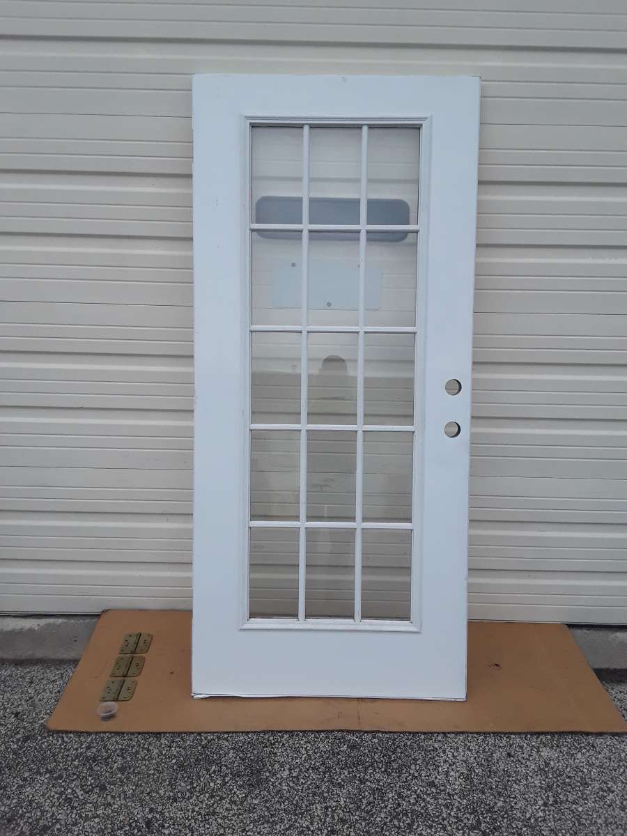 Nice White 15 Light Steel Door with HingesLeft Hand Swing