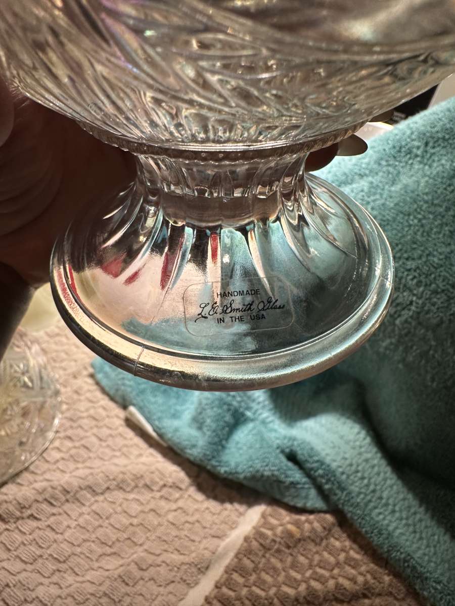 LE Smith glass egg lidded trinket dish