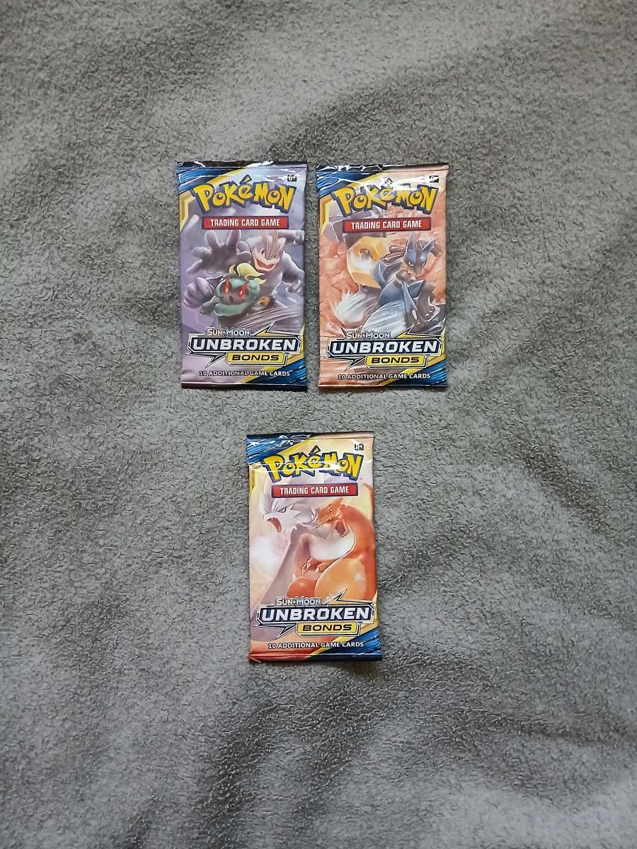 3 Pokemon Sun And Moon Unbroken Bonds 10 Cards Booster Packs