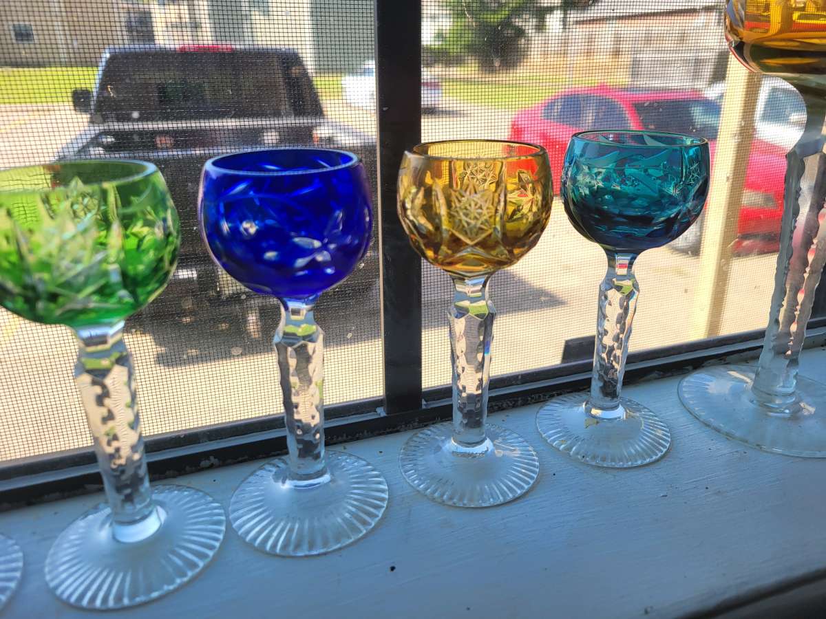 set of 6  5inch tall BOHEMIAN crystal cut to clear wine