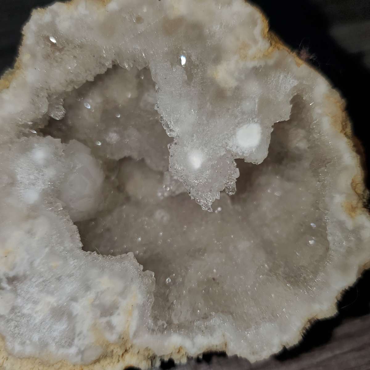 sparkling clear quartz geode