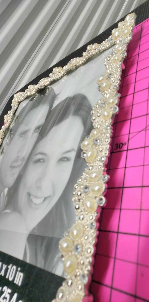 Ornate Pearl and Rhinestone Embellished 8x10  Photo Frame