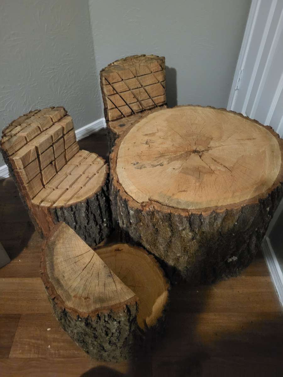 Handmade Real oak wood  kids table and chairs