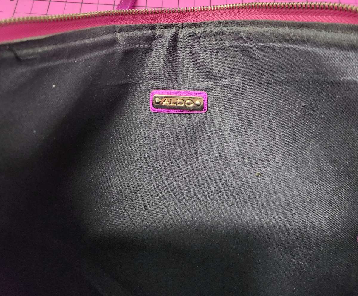 ALDO Pink Glittered Gold Top Zipper Wristlet with Strap