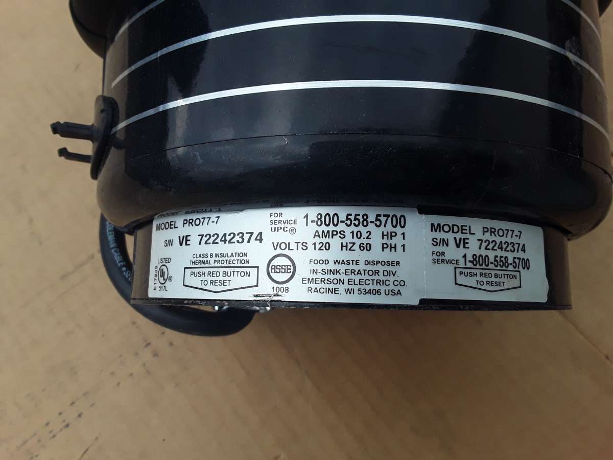 In Sink Erator Pro 77 1 Horse Power Motor OEM Like New