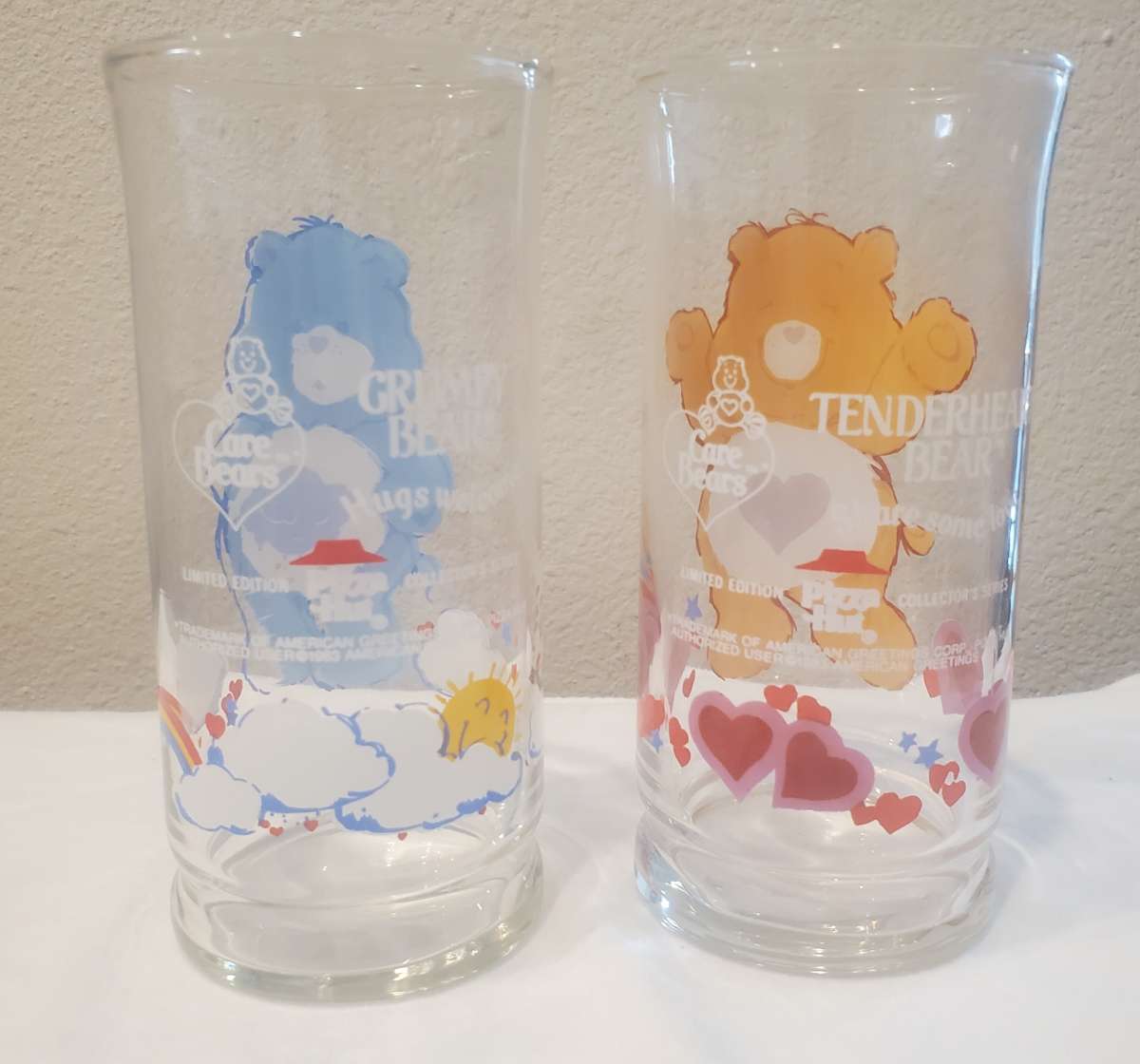 2 1980s Pizza Hut Care Bear Glasses