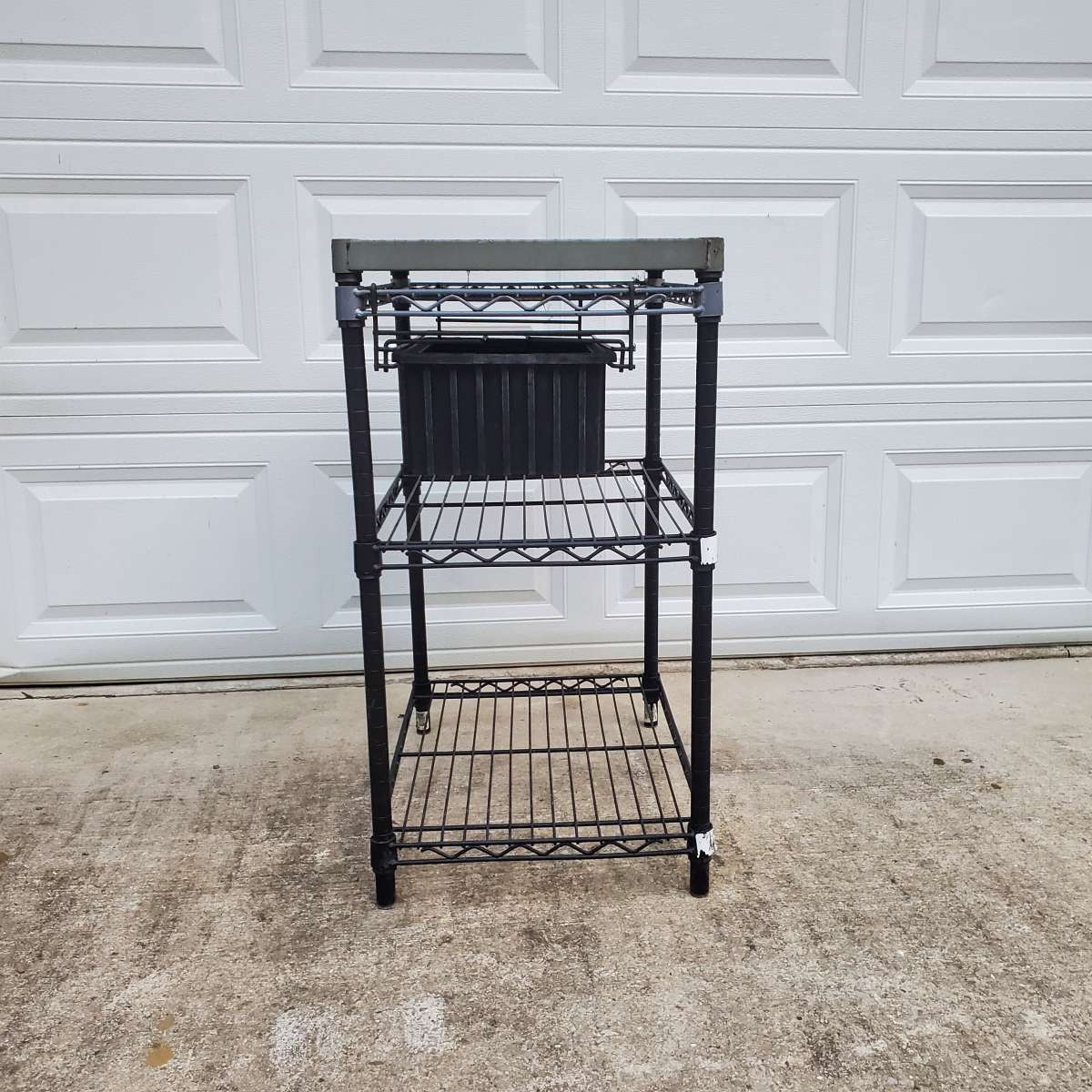 2 Shelf Rack With Stainless Steel Top And Pull Out Basket