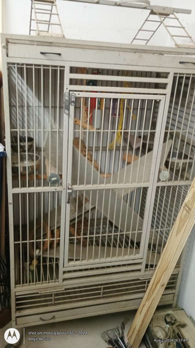 Huge bird cage on wheels and the ramps ropes