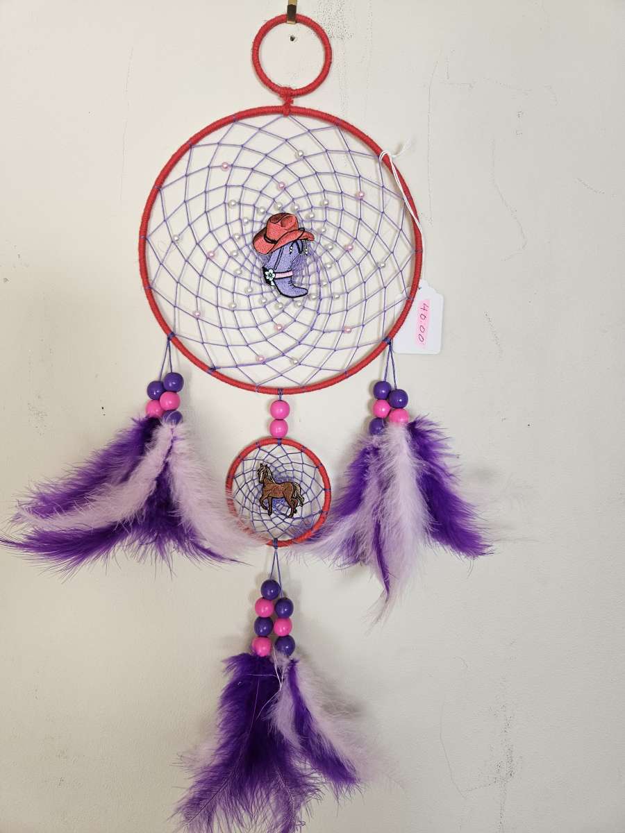 handmade cowboyhat and boot and horse dreamcatcher