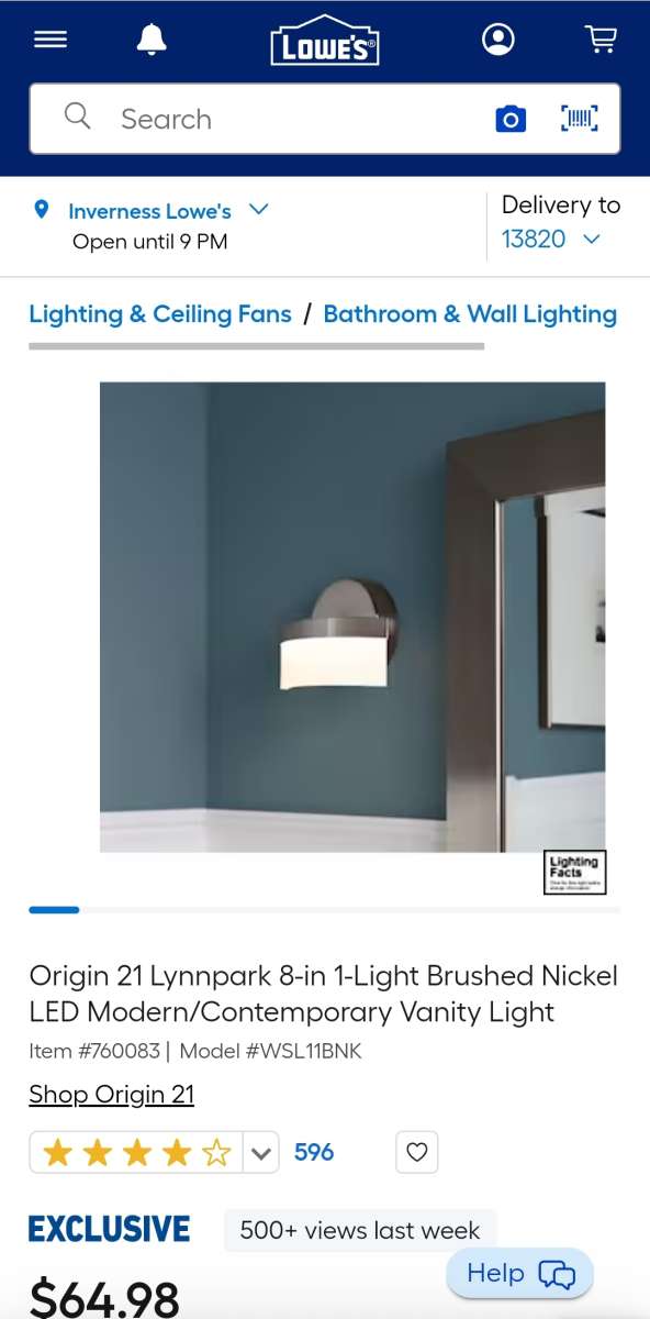 Origin21 Lynnpark Vanity Light BRAND NEW