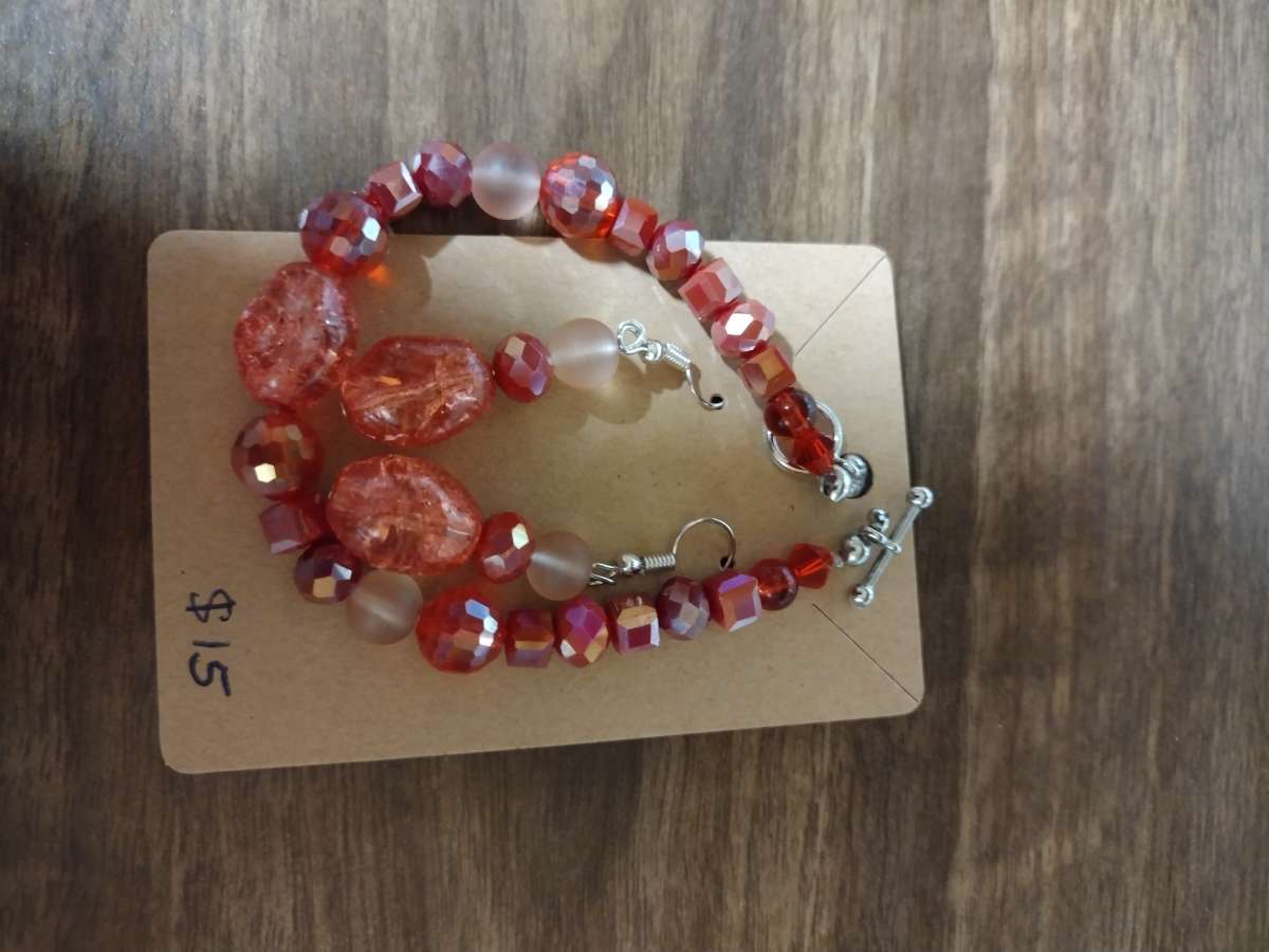 Beaded Bracelet and earrings