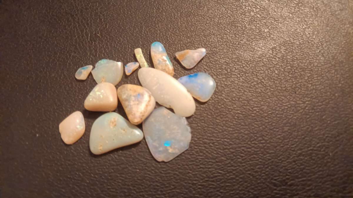polished raw opals