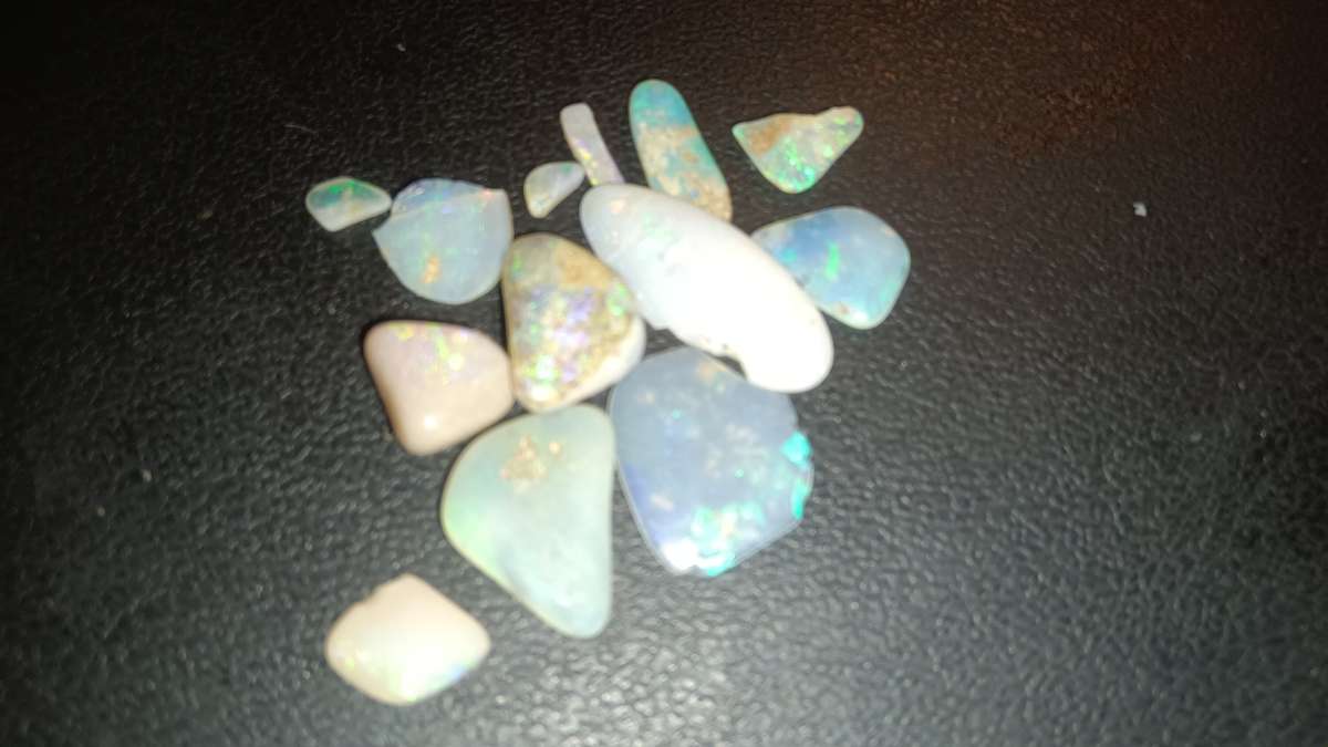 polished raw opals