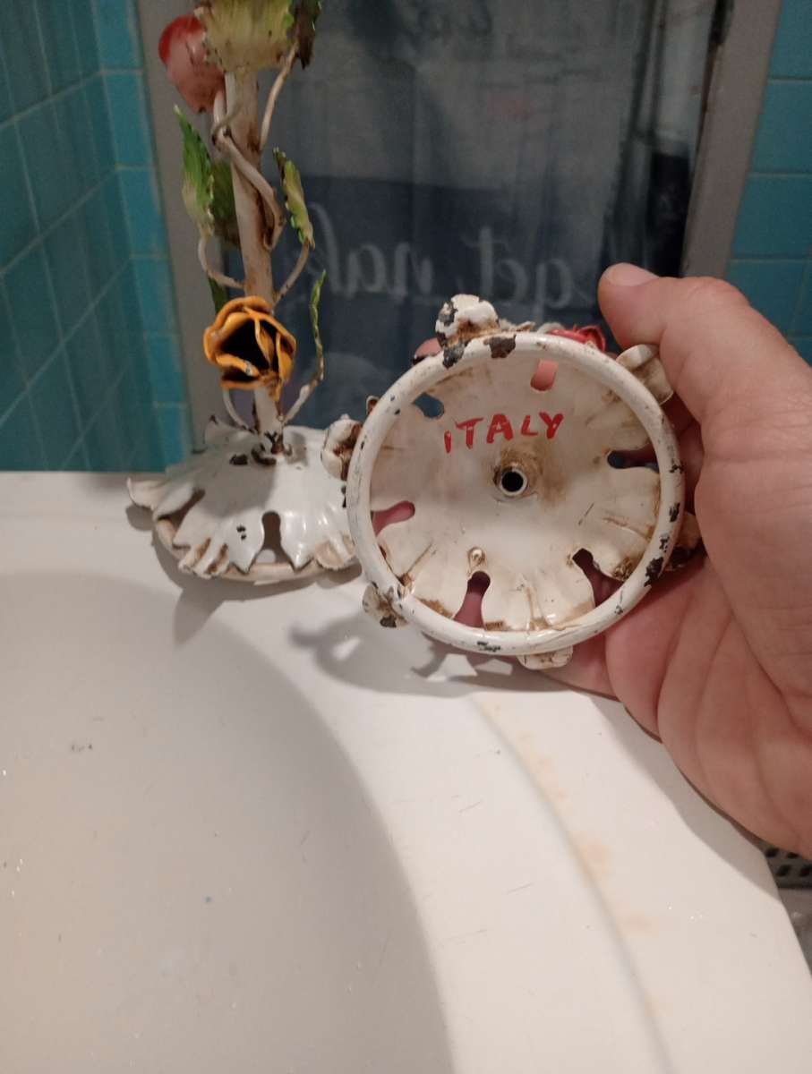 ANTIQUE metal candle holder