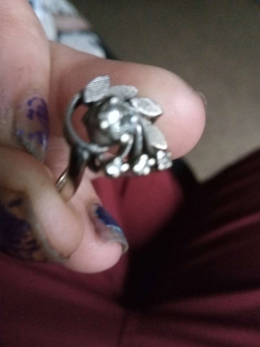 antique white gold ring 14k
