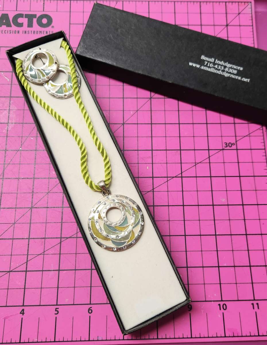 Boutique Green and Blue Enamel Pave Accented Fashion Jewlery