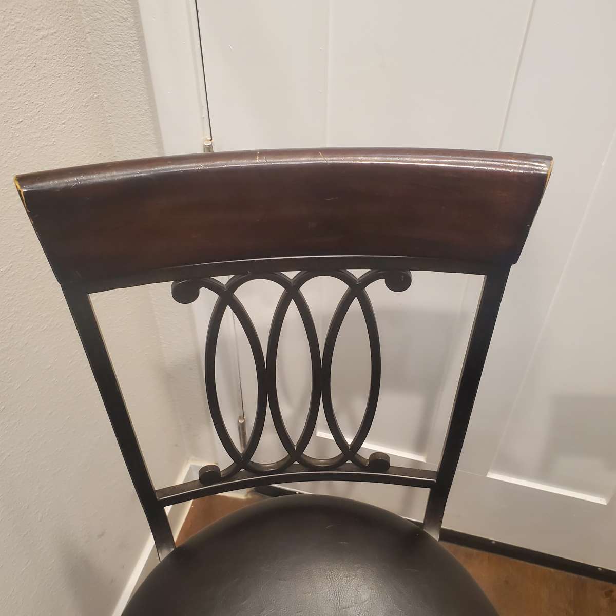 2 Wood Metal Used Black Bar Stools Chairs