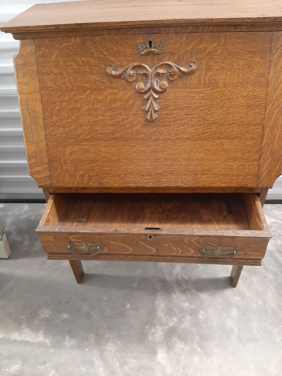 oak drop front small secretary