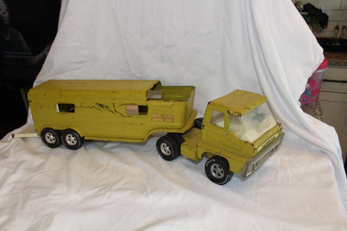 1960s Vintage Structo Horse Truck w TrailerMetal Toy