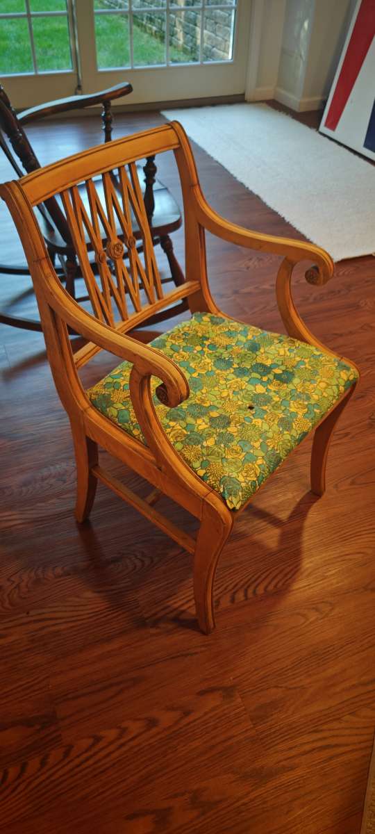 Antique Duncan Phyfe Natural Maple Wooden Armchair