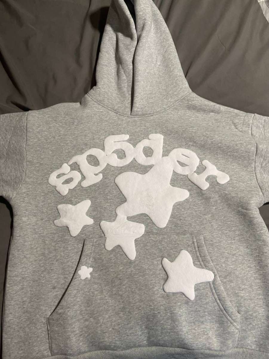 Gray Sp5der Worldwide Beluga Hoodie all sizes