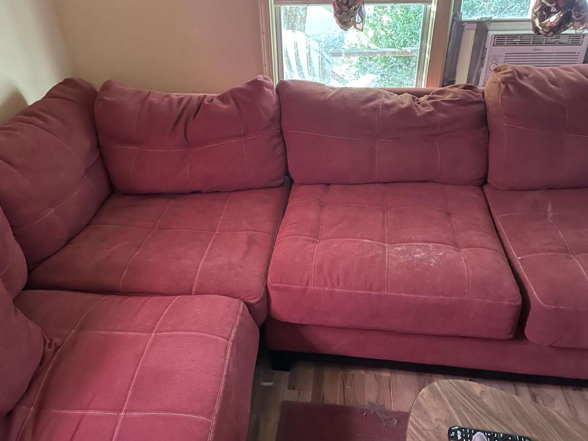 3 years old 3 piece sectional red