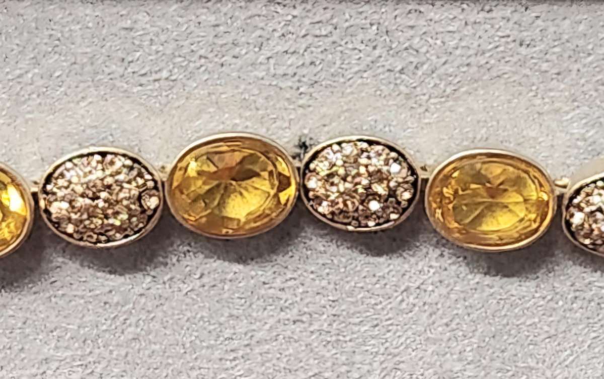 Kenneth Cole New York Gold Tone Amber Pave Stone Bracelet