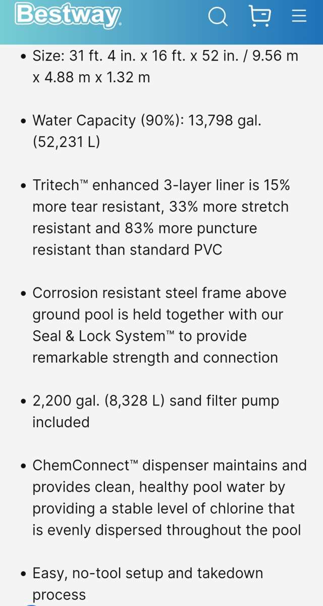 Bestway Power Steel 31ft Metal Frame Pool