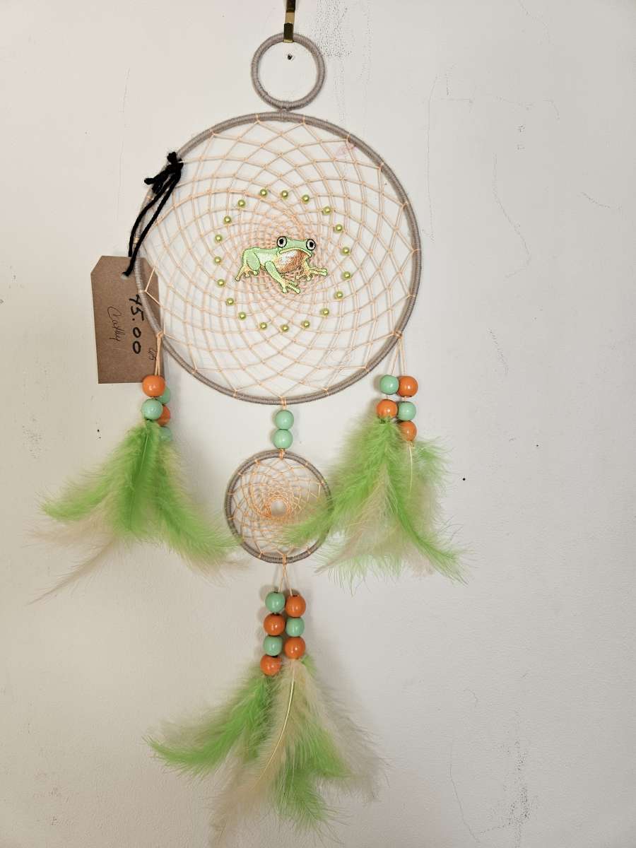 handmade frog dreamcatcher