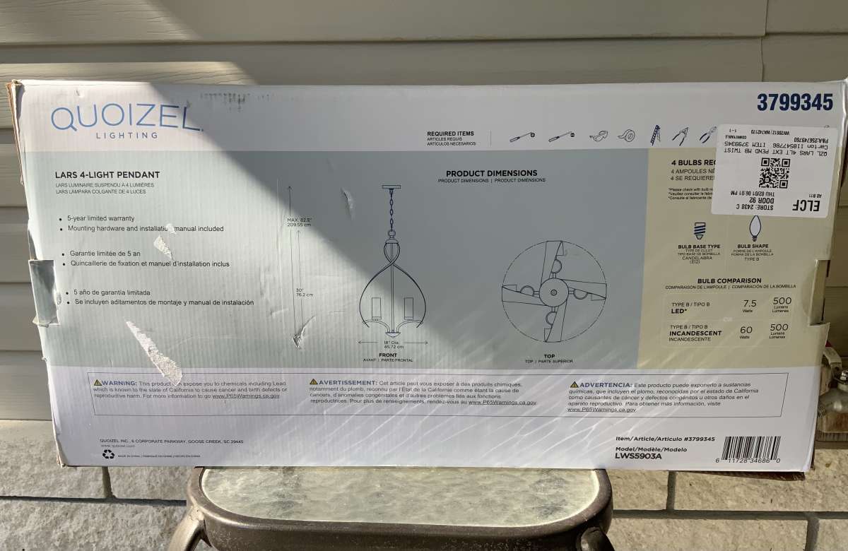 Quoizel 4 Light Pendant Light