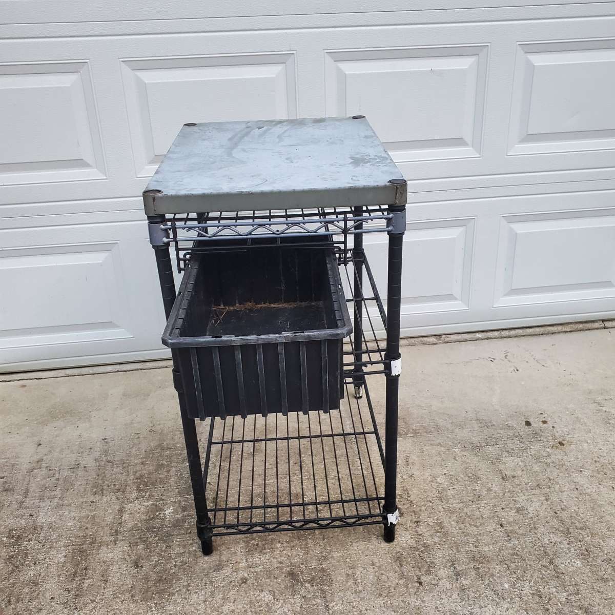 2 Shelf Rack With Stainless Steel Top And Pull Out Basket