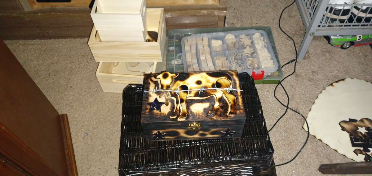 hand crafted box Rubin county themed