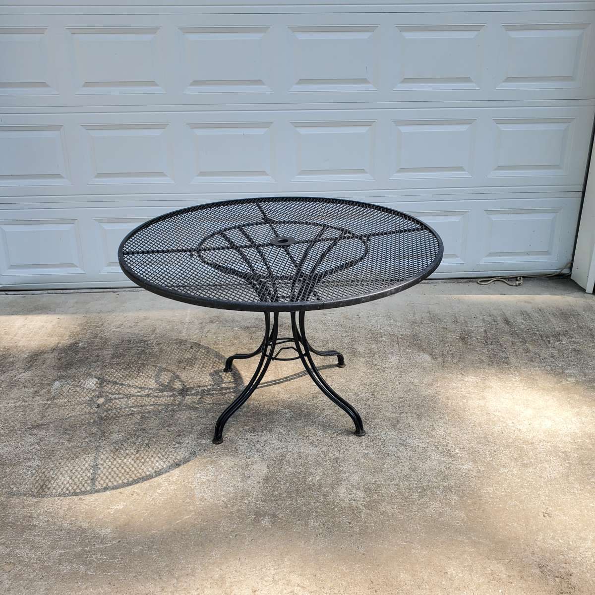 Wrought Iron Black Table W Umbrella Hole
