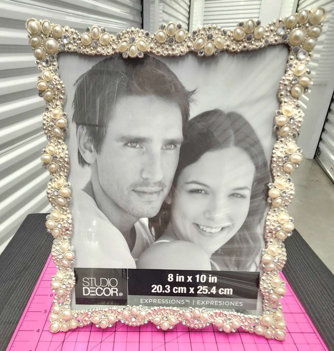 Ornate Pearl and Rhinestone Embellished 8x10  Photo Frame