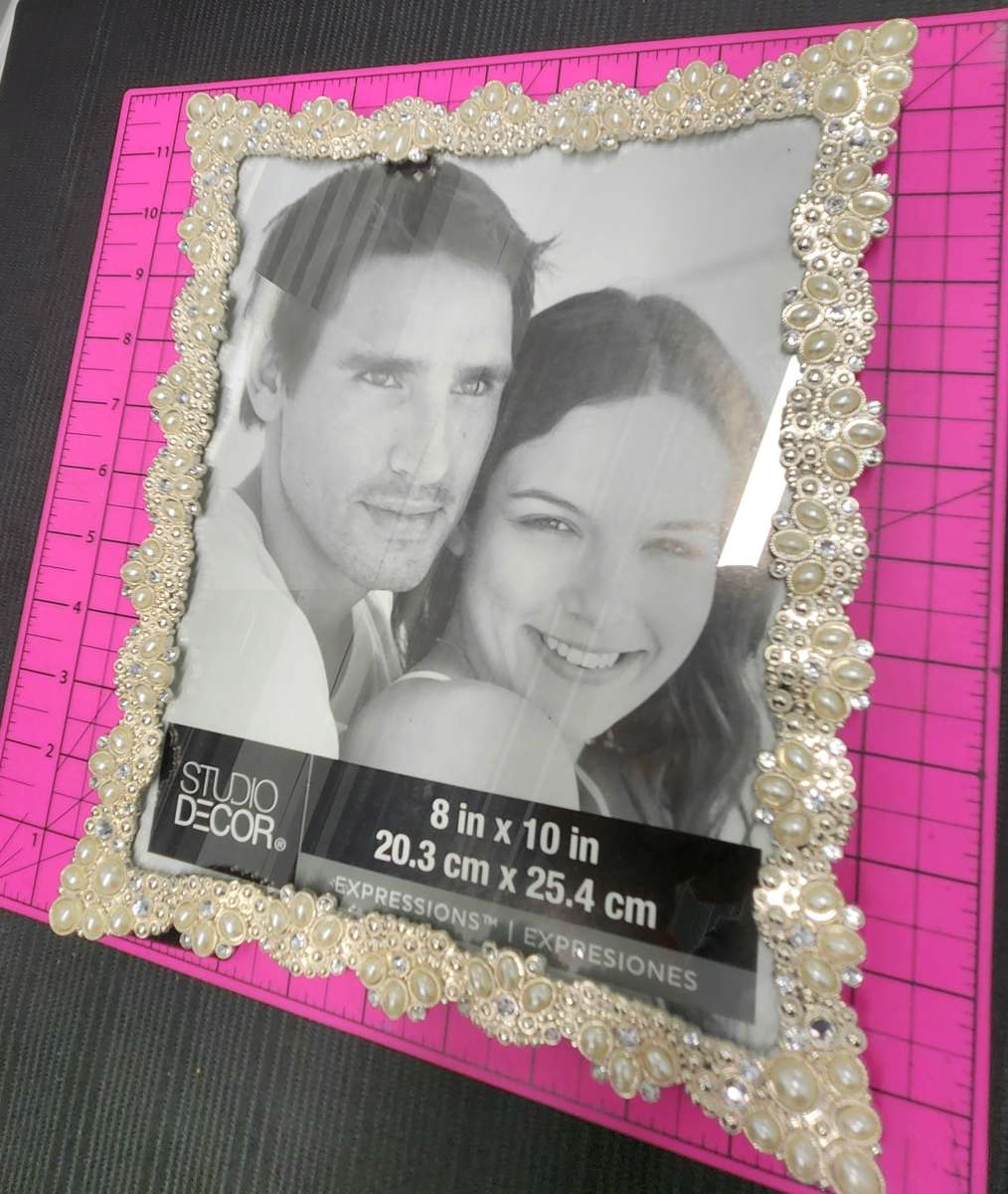 Ornate Pearl and Rhinestone Embellished 8x10  Photo Frame