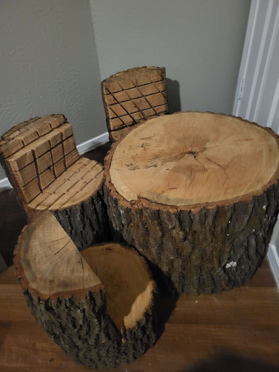 Handmade Real oak wood  kids table and chairs