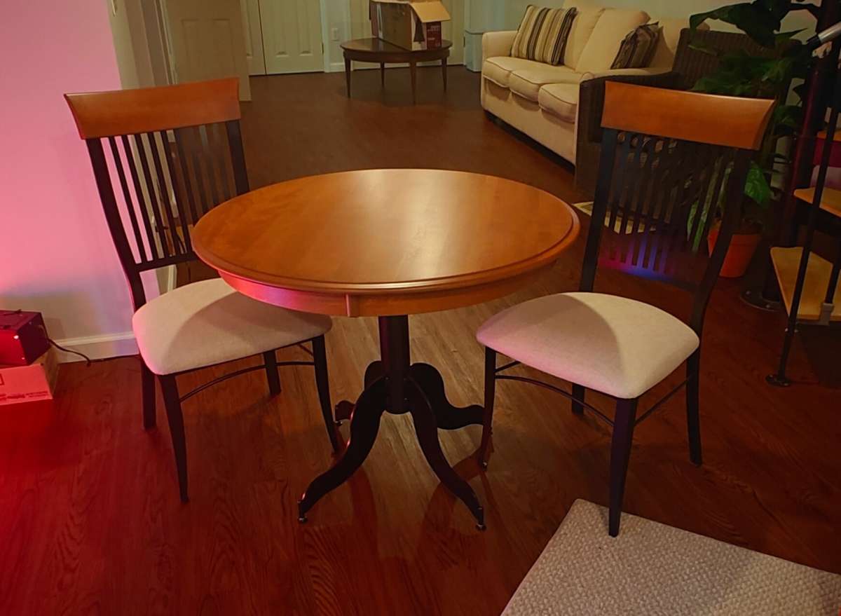 3 Piece Dining Room Set  Solid Maple Table w 2 Mid Century C