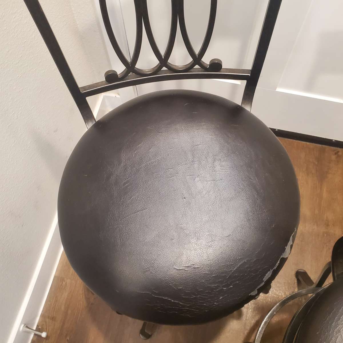 2 Wood Metal Used Black Bar Stools Chairs