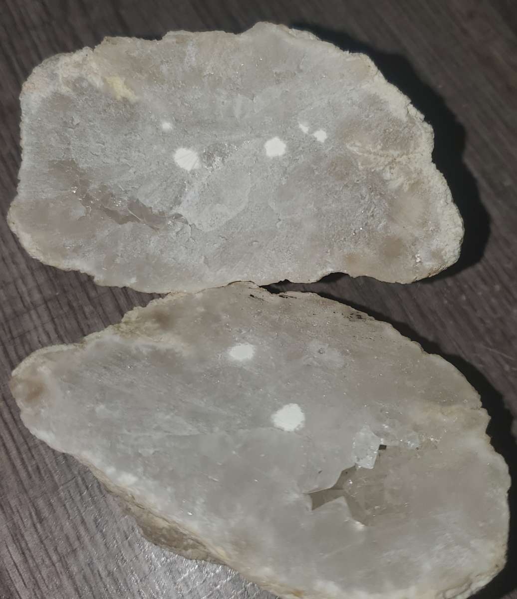 2 white quartz with crystal pockets