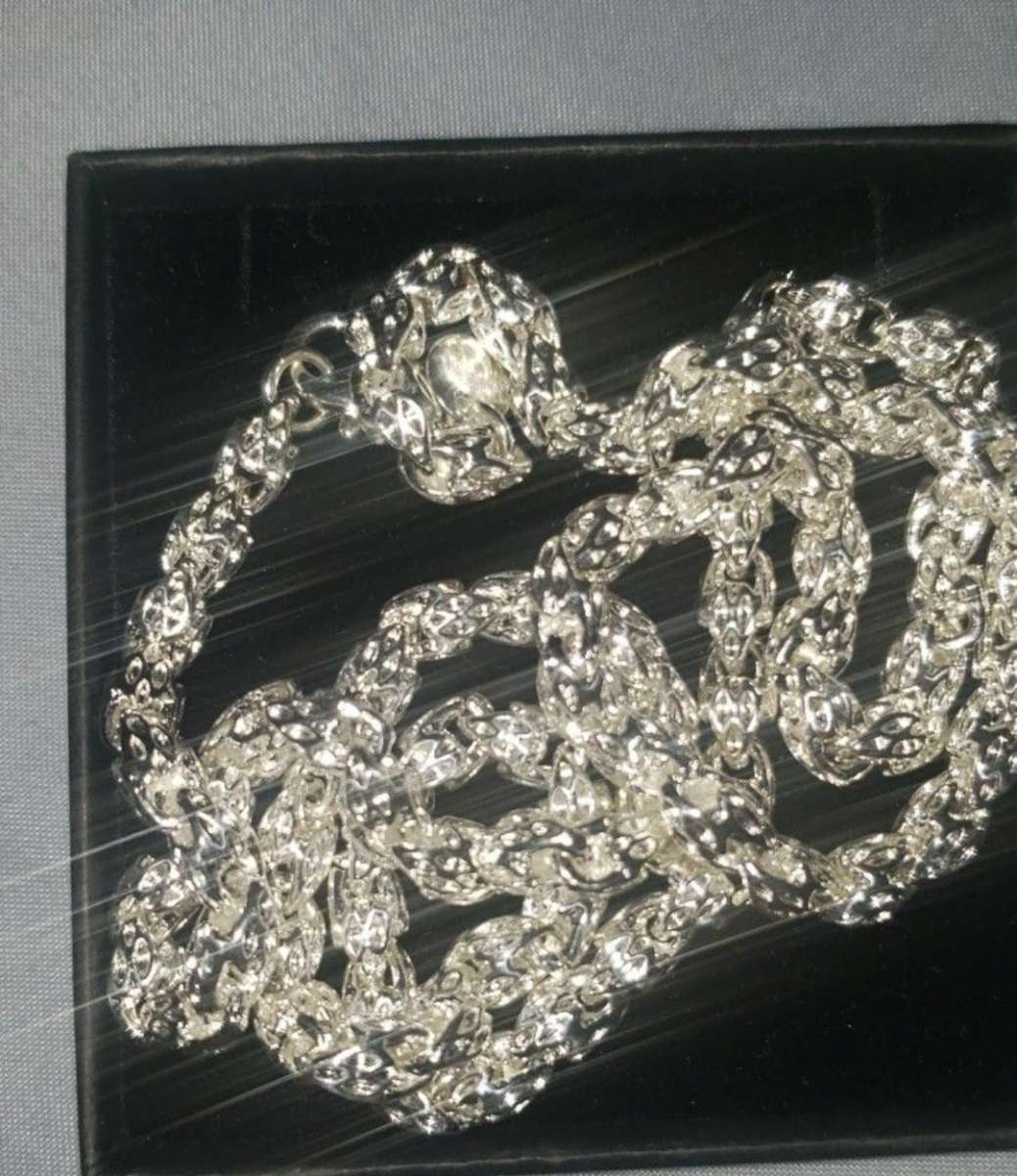 brand new silver 20in 6mm thick bamboo style necklace