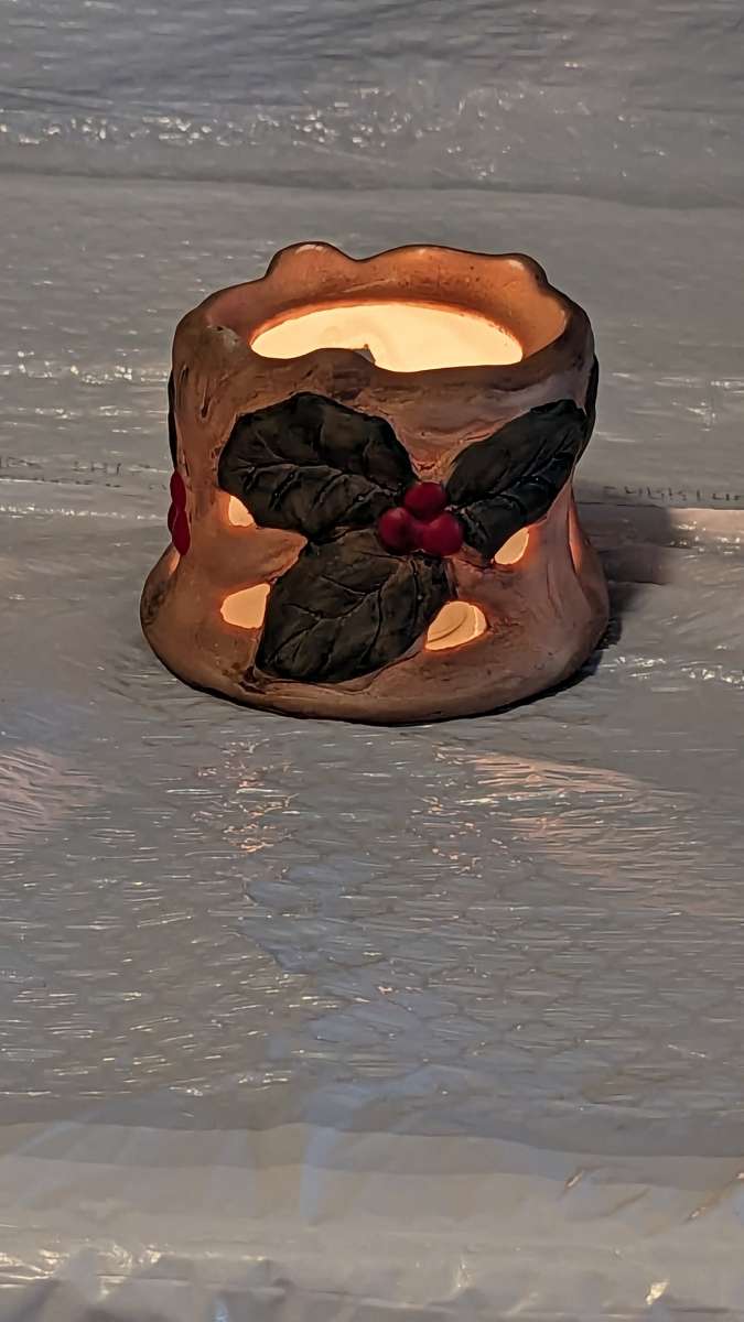 Unique Ceramic Hand Panted Wood Log Tea Light Candle Holder