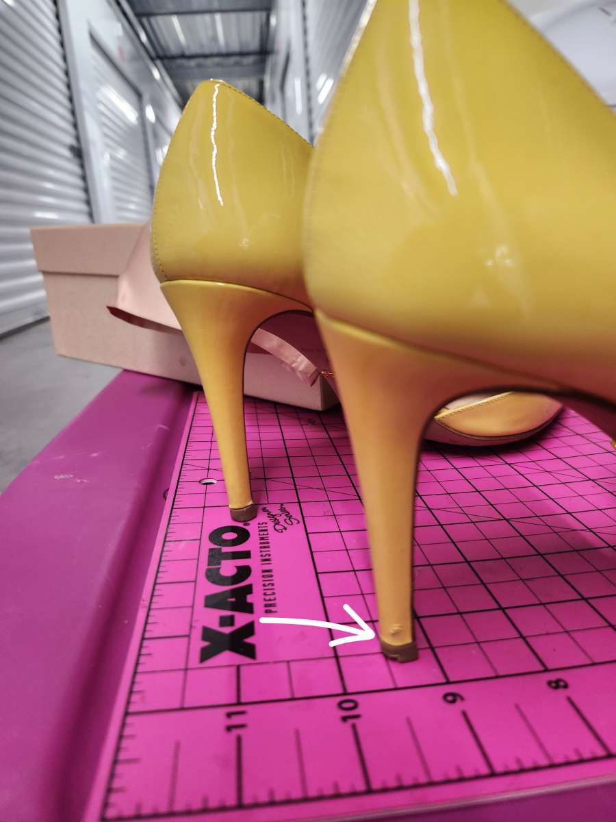 PRADA Yellow Patent Leather DOrsay Pumps