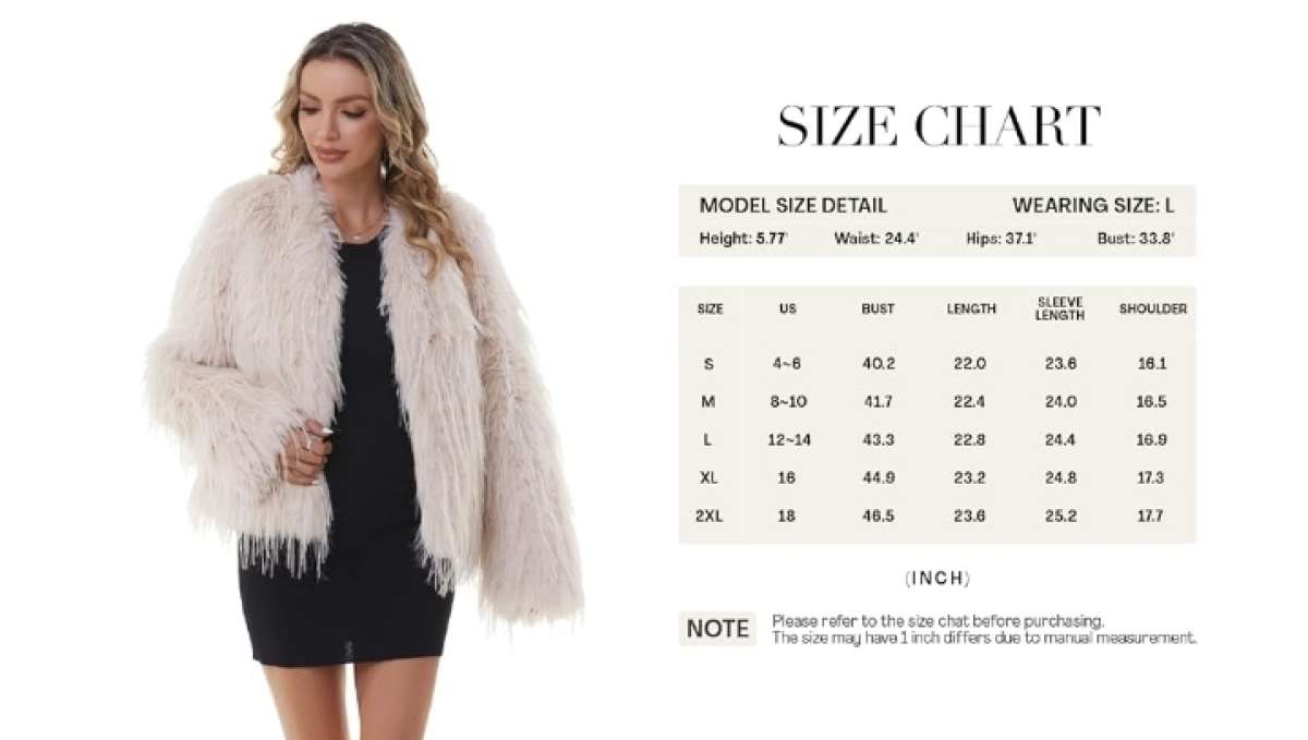 Faux Fur Pink Coat Womens Jacket Shaggy Outwear Long Sleeve